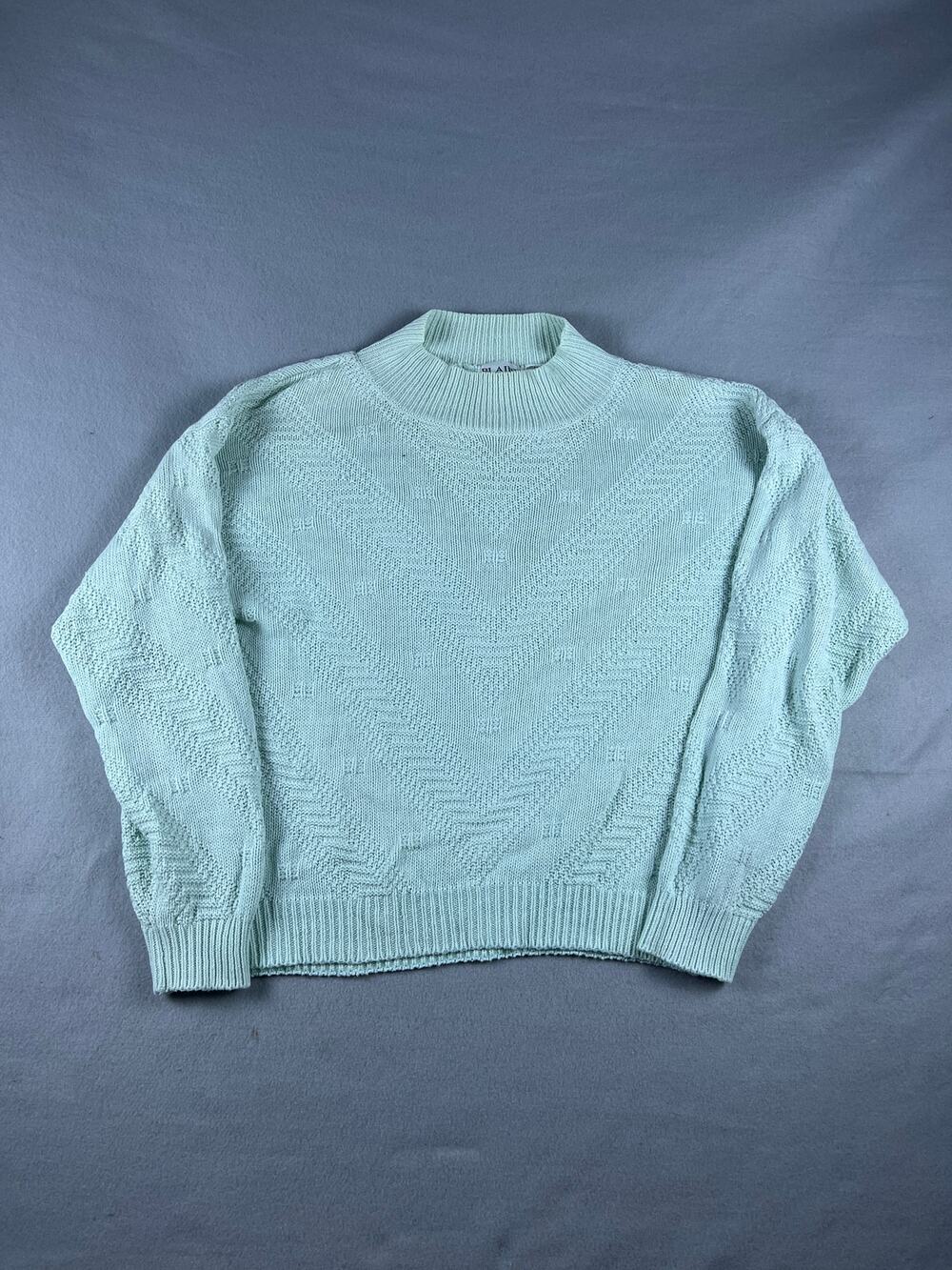 Blair 80s Knit Sweater Womans Large Light Blue Vintage Pullover Winter Cozy